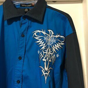 Vintage Victorious Los Angeles Button-down Streetwear Shirt Men's 2XL Navy Blue